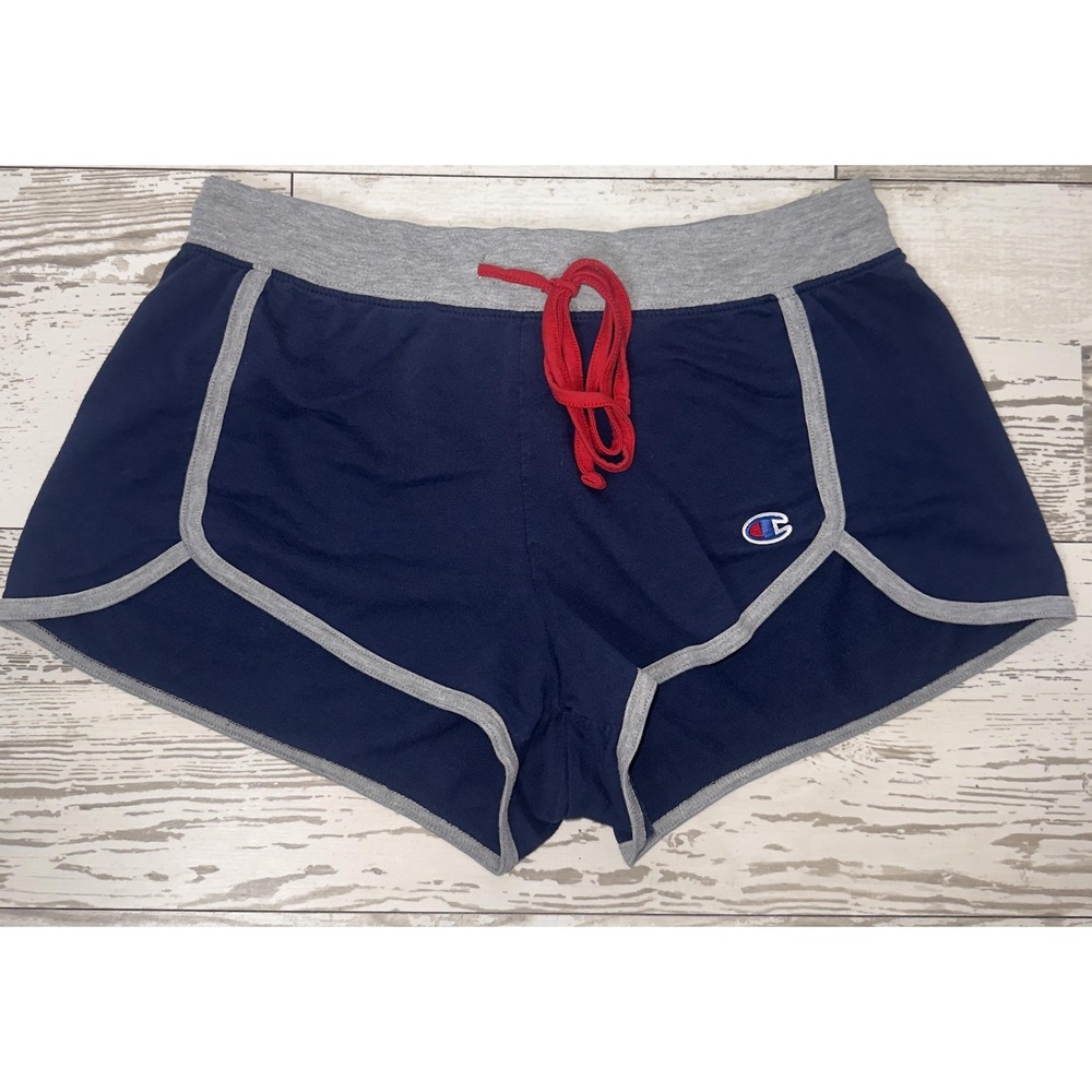 Champion Shorts Womens Medium Blue French Terry 3 Inseam Colorblock Athletic